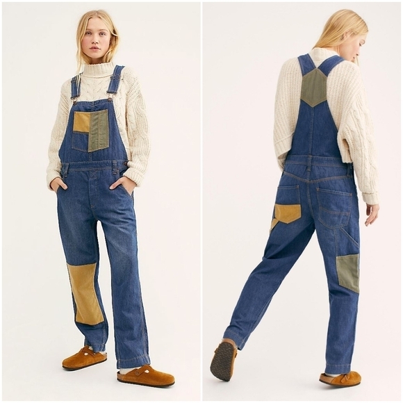 Free People Denim - We the Free Carpenter Patched Overalls size M NWT